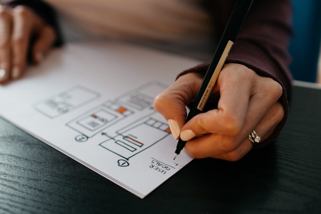 A coach planning a coaching business on paper.